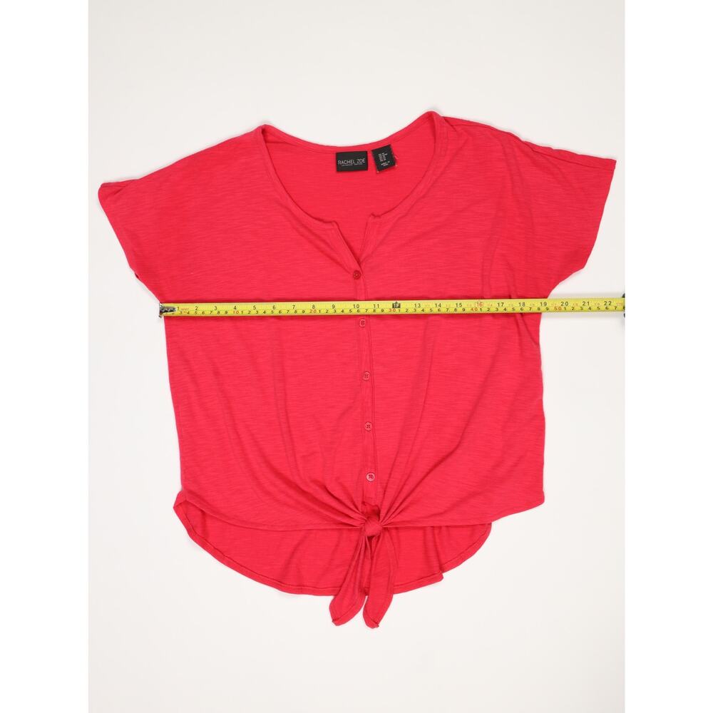 Rachel Zoe Tie Front Top Red Coral Button Front Lightweight Summer Vacation- M - Picture 12 of 12